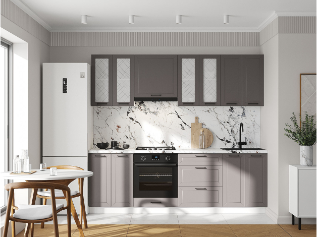 Кухонный гарнитур Вектор 240 см со стеклом